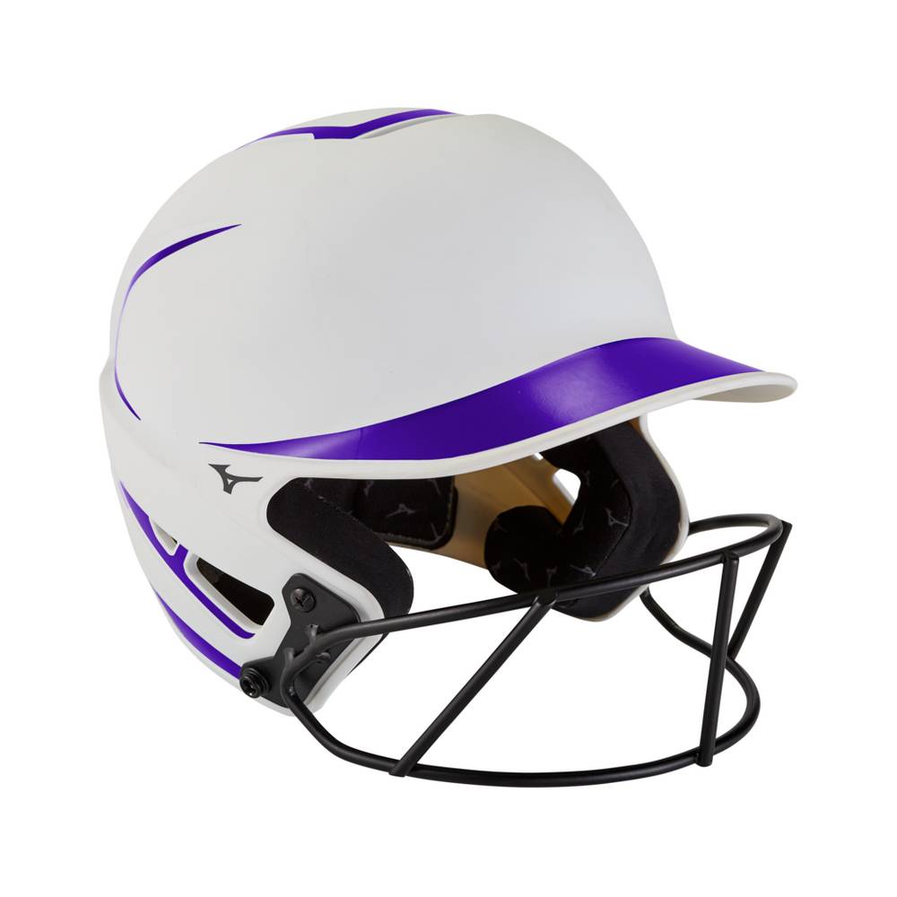 Capacete Mizuno F6 Fastpitch Softball Batting - Mulher - Branco/Roxo - WCPQY2107